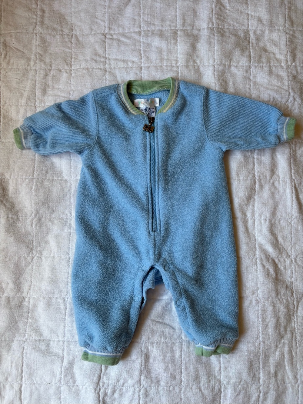Vintage 1998 Gymboree Snow Angel Blue Fleece Train Coverall Bunting Newborn Baby